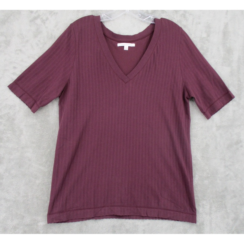 Epoque Evolution Shirt Womens Size L V Neck Casual Stretch Knit Tee Burgundy
